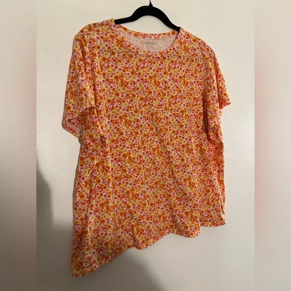 Old Navy Floral Everywear Tee XXL Tall Cotton Boxy Cottagecore Coastal Grandma - Picture 2 of 13